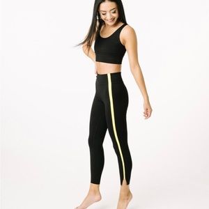 ZYIA NWT Luxe Hi-Rise Black Neon Tape 7/8 Leggings 24” Size 8-10